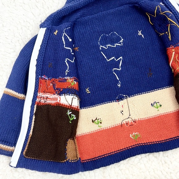 🌵🐓☀️ Desert Farm Scene Emboidered Patched Zip-Up Hooded Sweater w/Pockets KIDS 6 - Picture 3 of 7